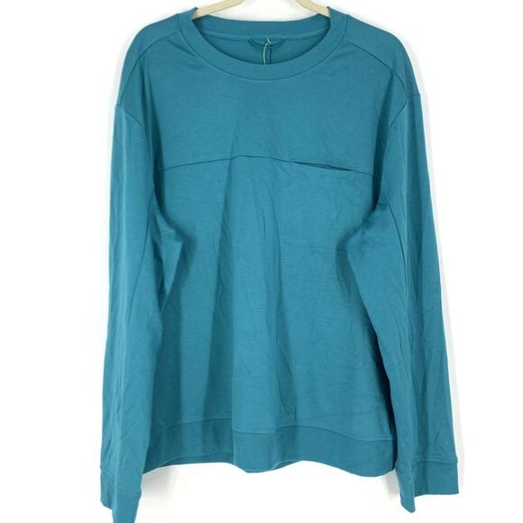 Men's XL All in Motion Ponte Crew Neck Sweatshirt Turquoise Blue NWT - Picture 2 of 8